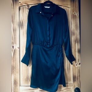 ♾️ Amanda Uprichard Shelton 100% Silk Navy Blue “Ink” Dress Size Medium